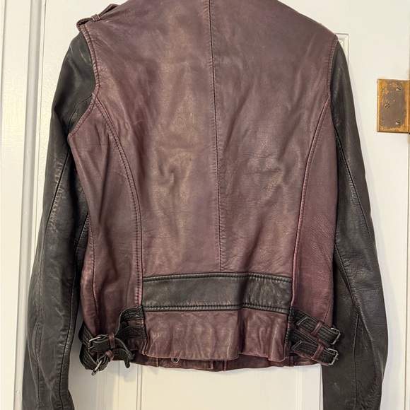Michael Kors Leather Burgundy and Black Jacket Sz. Small - Picture 5 of 5